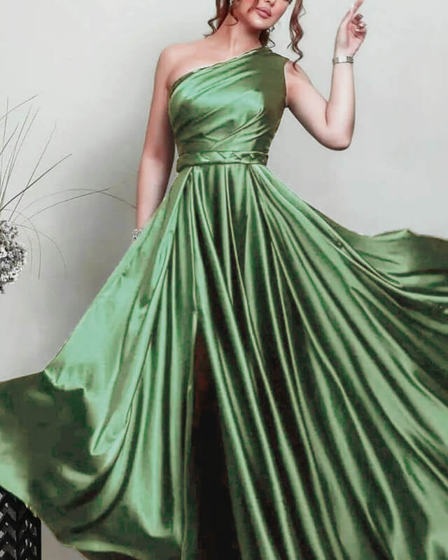 Sage Green Bridesmaid Dresses Satin One Shoulder Split Lisposa Sage Green Bridesmaid Dresses Satin One Shoulder Split Lisposa