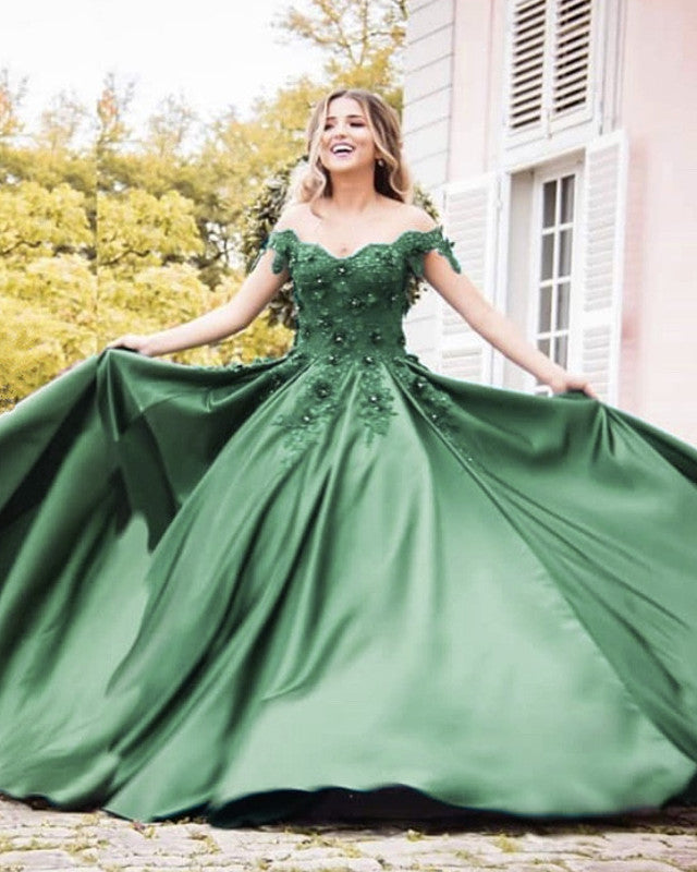 Sage Green Prom Dresses Princess Off Shoulder – Lisposa