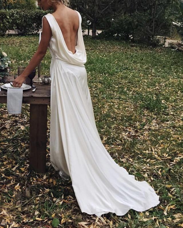 Boho Wedding Dress Draped Back