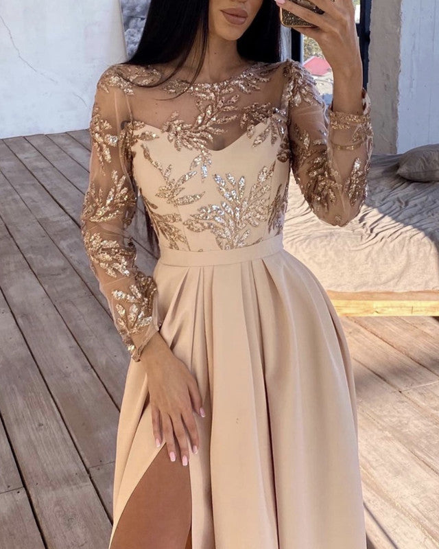 Champagne Bridesmaid Dresses With Sleeves