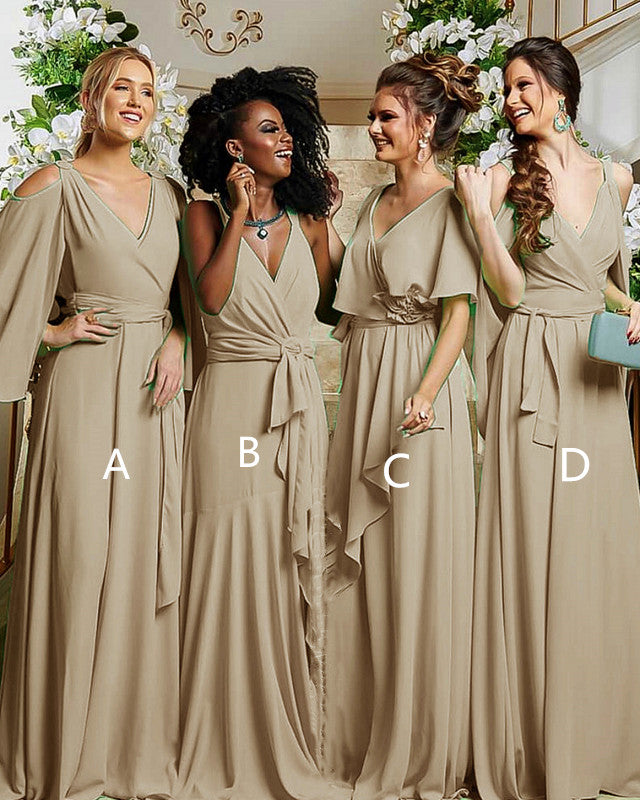Taupe Bridesmaid Dresses Chiffon Mixed Style Lisposa Taupe Bridesmaid Dresses Chiffon Mixed Style Lisposa