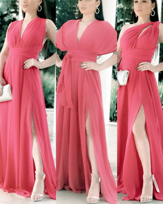 Watermelon Chiffon Split Bridesmaid Dresses Convertible Lisposa Watermelon Chiffon Split Bridesmaid Dresses Convertible Lisposa