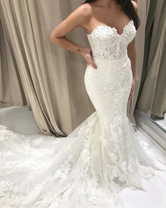 Elegant Mermaid Wedding Dress Lace Sweetheart Lisposa Elegant Mermaid Wedding Dress Lace Sweetheart Lisposa