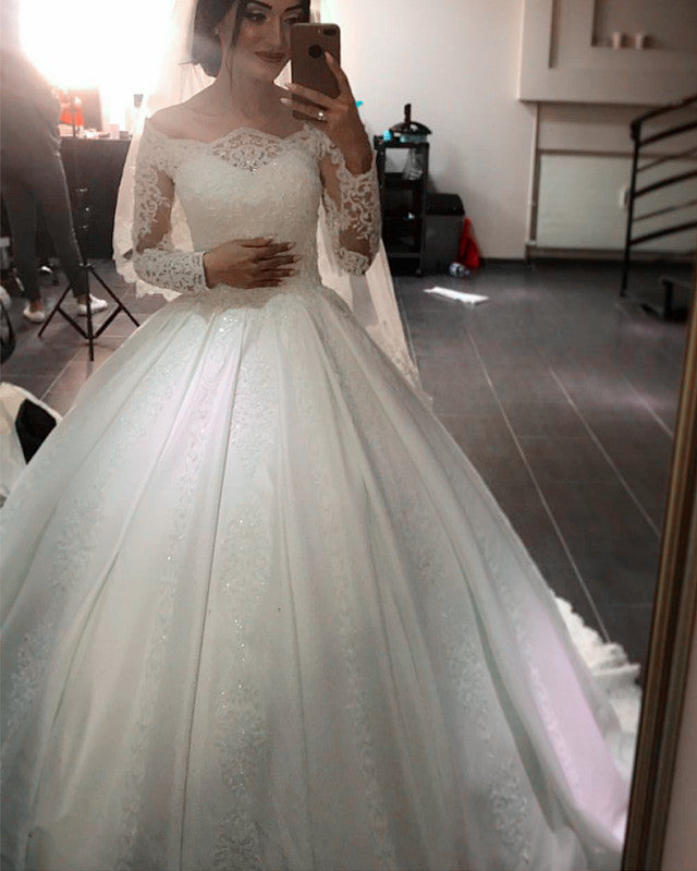 Vintage Wedding Gown Lace Long Sleeves Off The Shoulder Lisposa Vintage Wedding Gown Lace Long Sleeves Off The Shoulder Lisposa