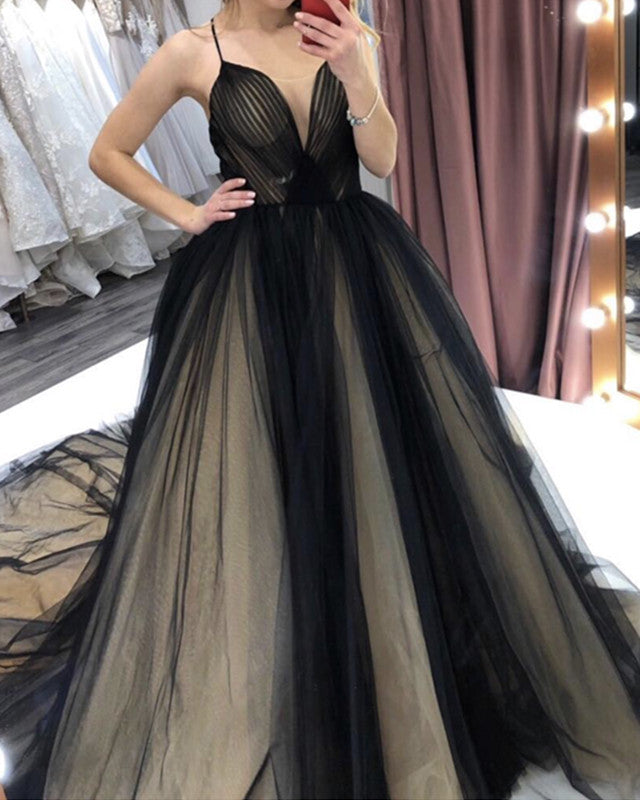 Black And Nude Wedding Dress Tulle V Neck Lisposa Black And Nude Wedding Dress Tulle V Neck Lisposa