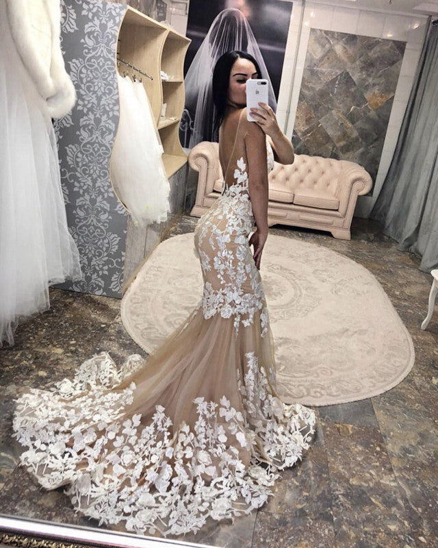 Champagne Mermaid Wedding Dress
