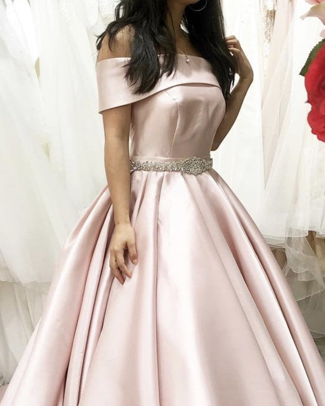 Pink Wedding Dress Ball Gown Off The Shoulder
