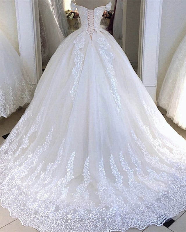 Vintage Lace Wedding Dress Ball Gown Off The Shoulder