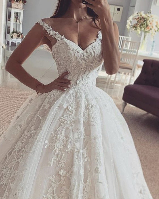 Elegant Wedding Dress Ball Gown Lace Sweetheart Off The Shoulder