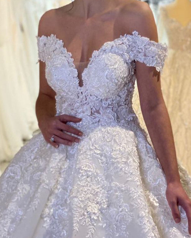 Princess Ball Gown Wedding Lace Dresses Off Shoulder
