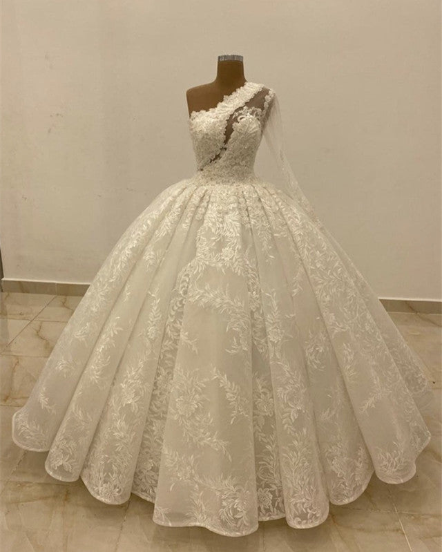 one shoulder princess wedding dress One-Shoulder Wedding Dress