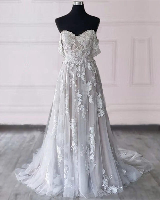 boho grey wedding dress Nova | Star Wedding Dress | Gray Tulle Wedding Dress | Boho Stars Wedding | Celestial Tulle Grey Bridal Gown | Sample | 3-4 Month Delivery