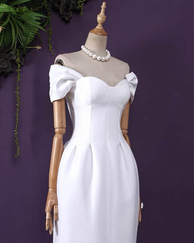 Cap Sleeve Front Slit Satin MidiDress