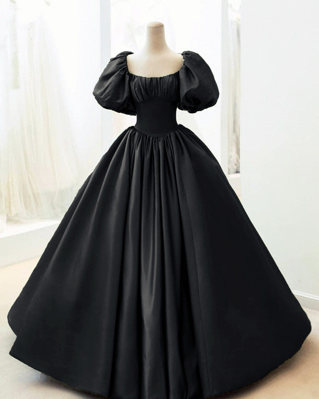 Gothic Black Satin Wedding Ball Gown Dresses Lisposa Gothic Black Satin Wedding Ball Gown Dresses Lisposa