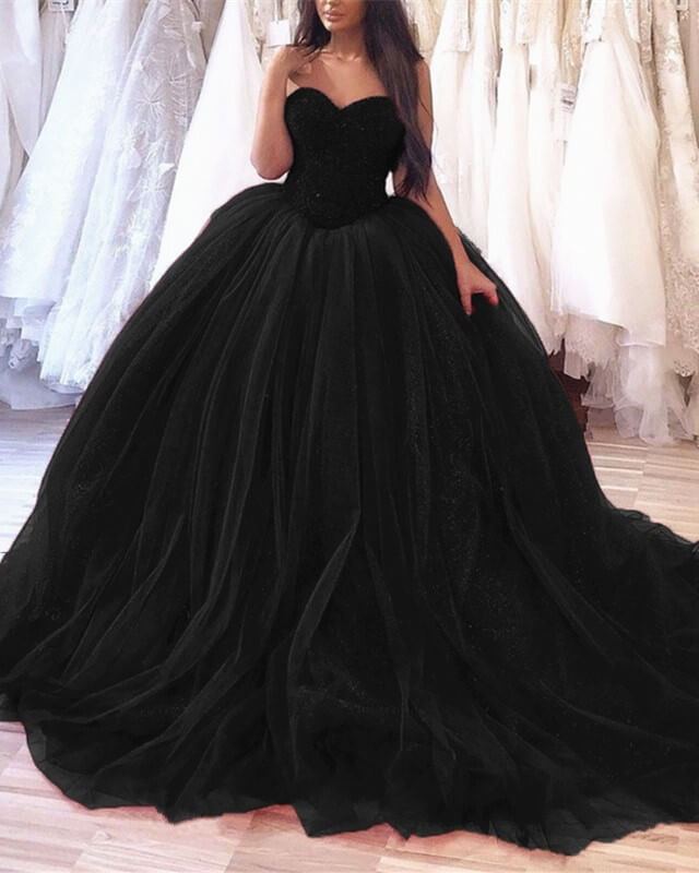 Black Ball Gown Sweetheart Beaded Corset Wedding Dresses Lisposa Black Ball Gown Sweetheart Beaded Corset Wedding Dresses Lisposa