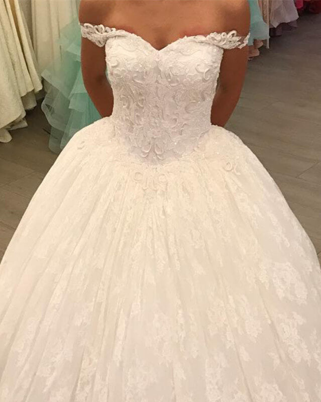 Fully Lace Sweetheart Wedding Ball Gown Dress