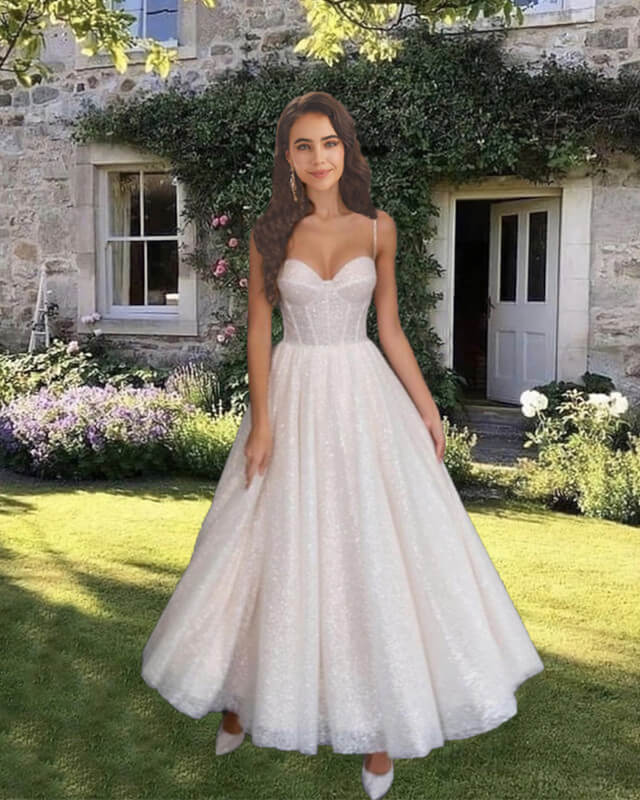 Princess Sparkly Midi Corset Wedding Dress – Lisposa