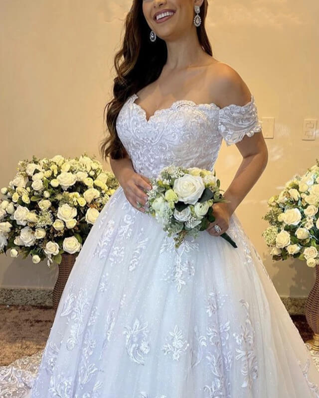 A-line Off Shoulder Wedding Dress