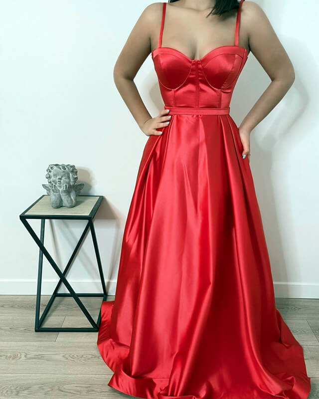 Red Satin Bridesmaid Dress