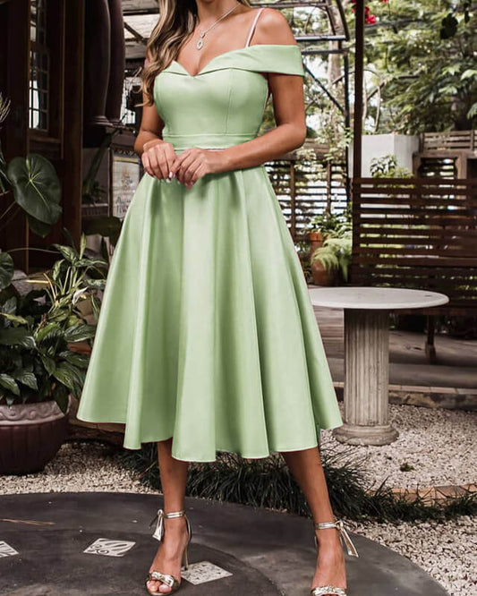 Light Green Midi Bridesmaid Dress