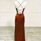 Mermaid Burnt Orange Satin Cross Back Dress