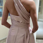Dusty Rose Satin One Shoulder Dress