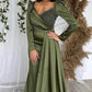 Long Sleeves Mermaid Satin Beaded Gown