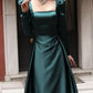 Dark Green Long Sleeve Satin Gown