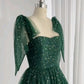Short Emerald Green Tulle Starry Dress