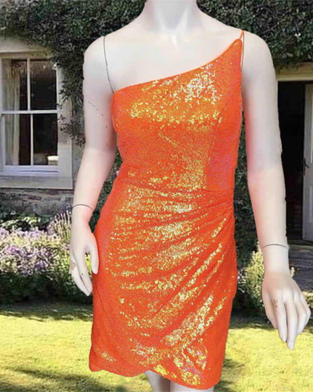 Bright Orange Sequin Gown