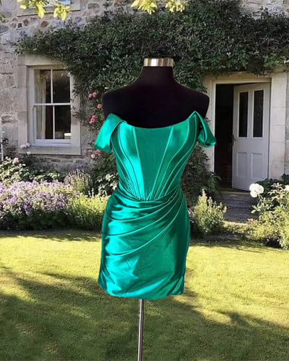 Emerald Green Satin  Hoco Dress