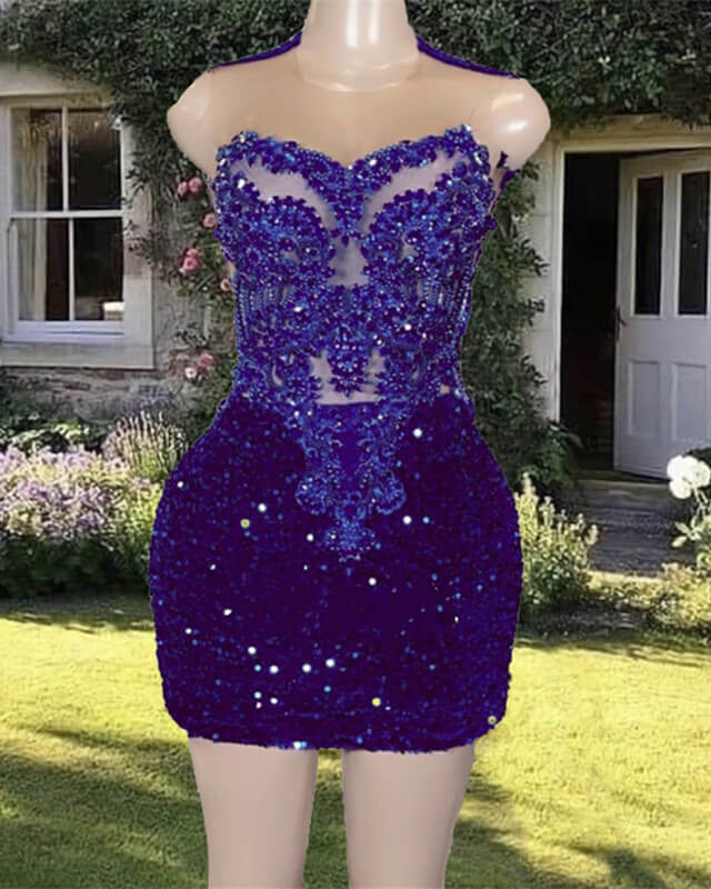 Tight Purple Sequin Hoco Dress