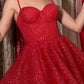 Short Red Sweetheart Sparkly Dress