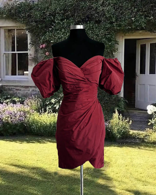 Burgundy Taffeta Hoco Dress