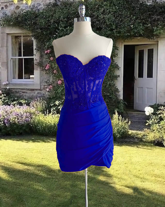 Sheer Lace Corset Tight Satin Party Dress