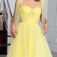 Yellow Tulle Corset Party Dress