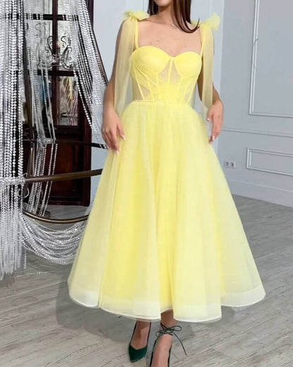 Yellow Tulle Corset Party Dress – Lisposa