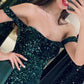 Mermaid Emerald Green Sequin Off-shoulder Dress