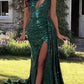 Mermaid Emerald Green Sequin One Shoulder Dress
