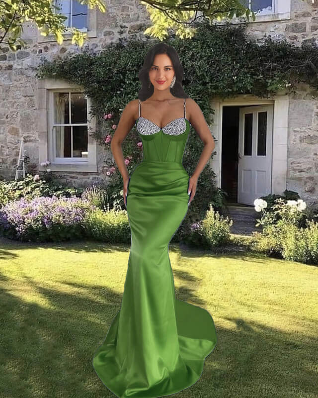 Mermaid Lime Green Satin Dress