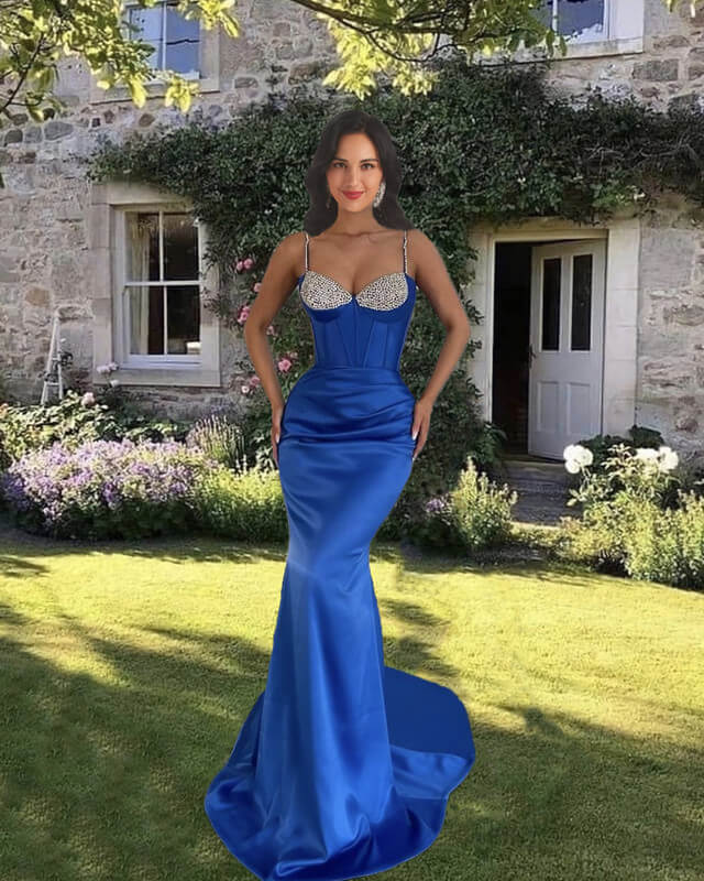 Mermaid Blue Satin Dress