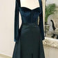 Velvet Long Sleeve Satin Split Gown