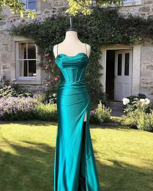 Mermaid Green Satin Gown