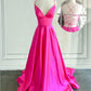 Hot Pink Satin Open Back Dress