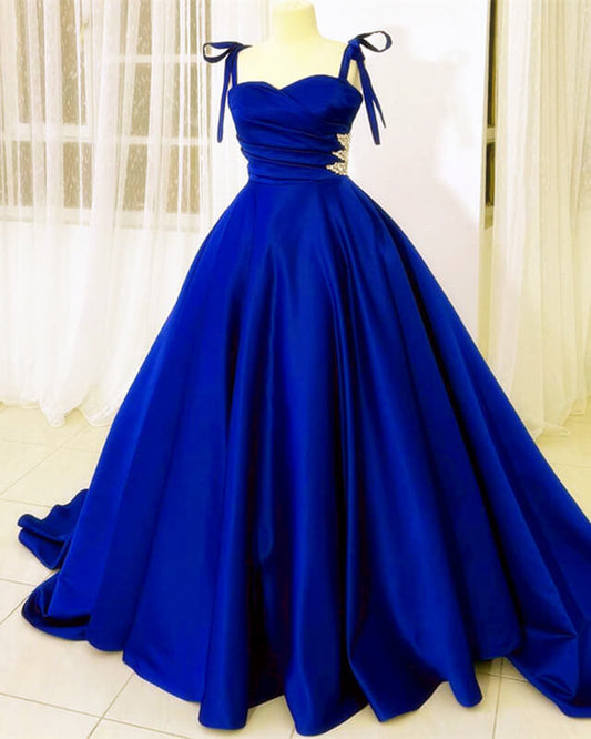 Royal Blue Satin Ball Gown