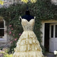 Light Gold Lace Ball Gown Dress