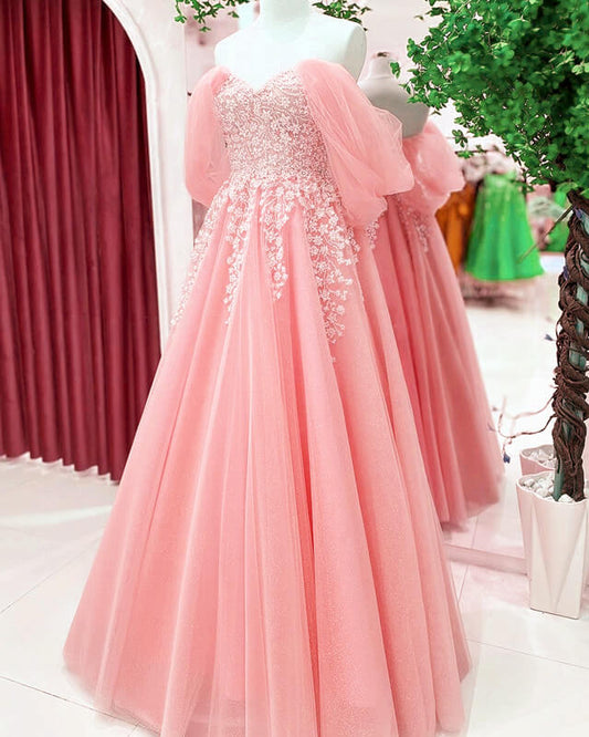 Blush Tulle Prom Dress