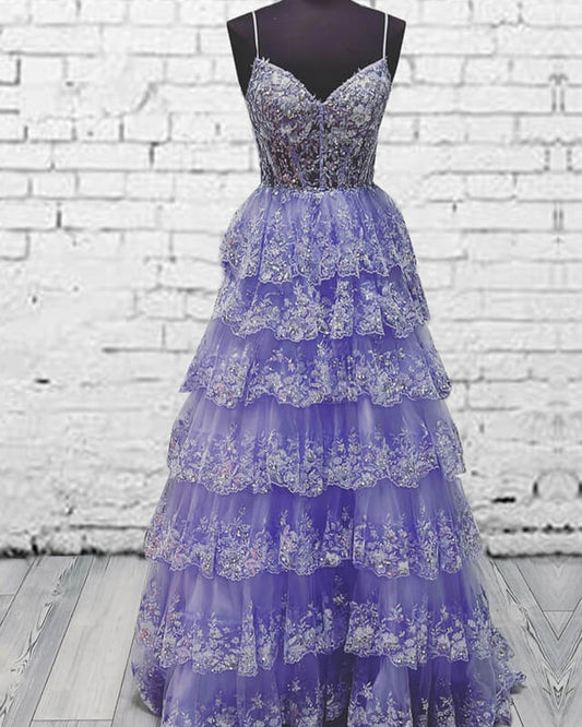 Light Purple Lace Prom Dress