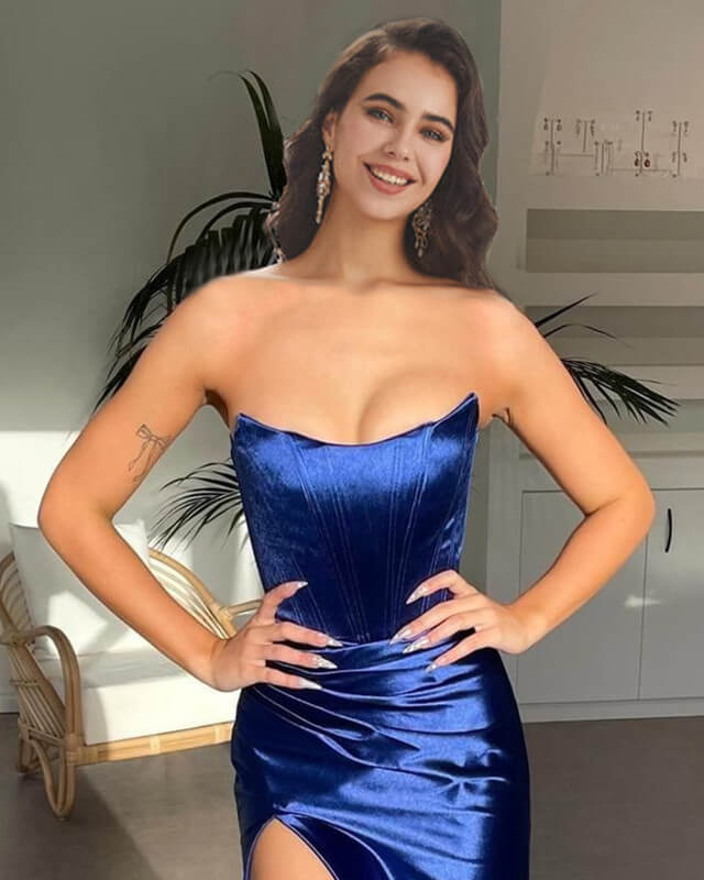 Mermaid Strapless Split Prom Gown