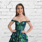 Green Sequin Lace Ruffles Prom Dress